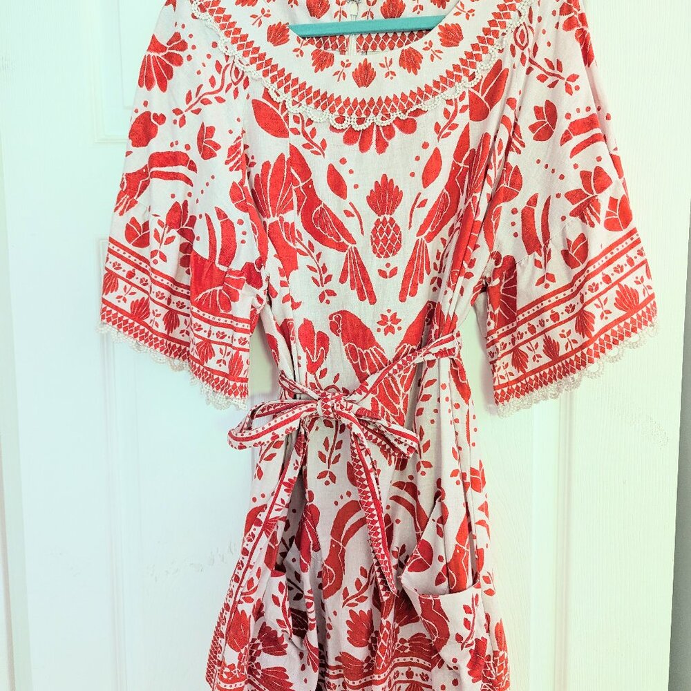 Farm Rio jungle flow linen blend mini dress